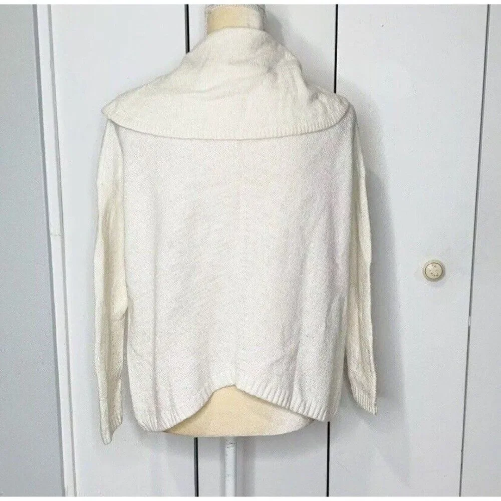 Express Women Cowl Neck Ivory Sweater XSmall azimetrical Long Sleeves